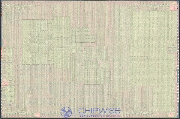 Frontside view of the A18 SoC with die mark TMSQ72