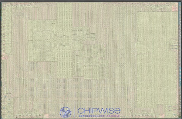 Fontside view of the A18 Pro SoC with die mark TMSQ70