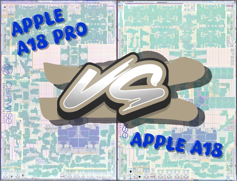 Apple A18 and A18 Pro comparison collage