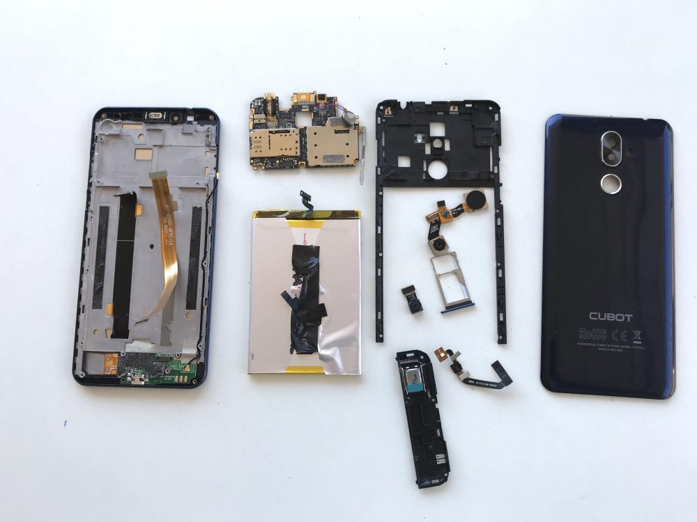 Disassembled Cubot smartphone