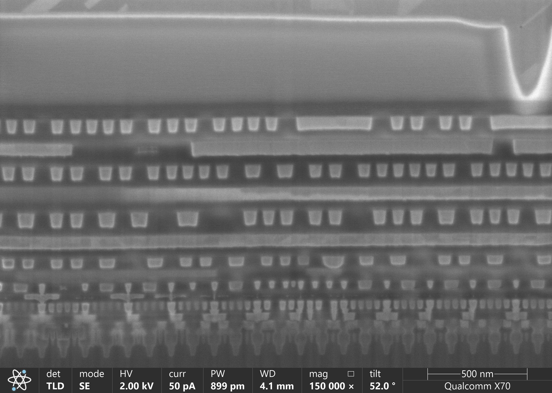 Qualcomm X70 FIB/SEM cross-section