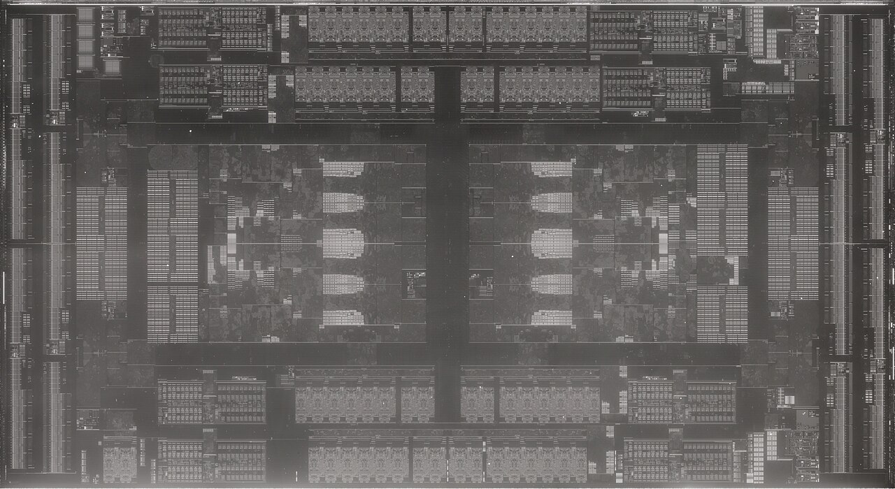 AMD EPYC 7702 ES · Rome — Optical die photograph
