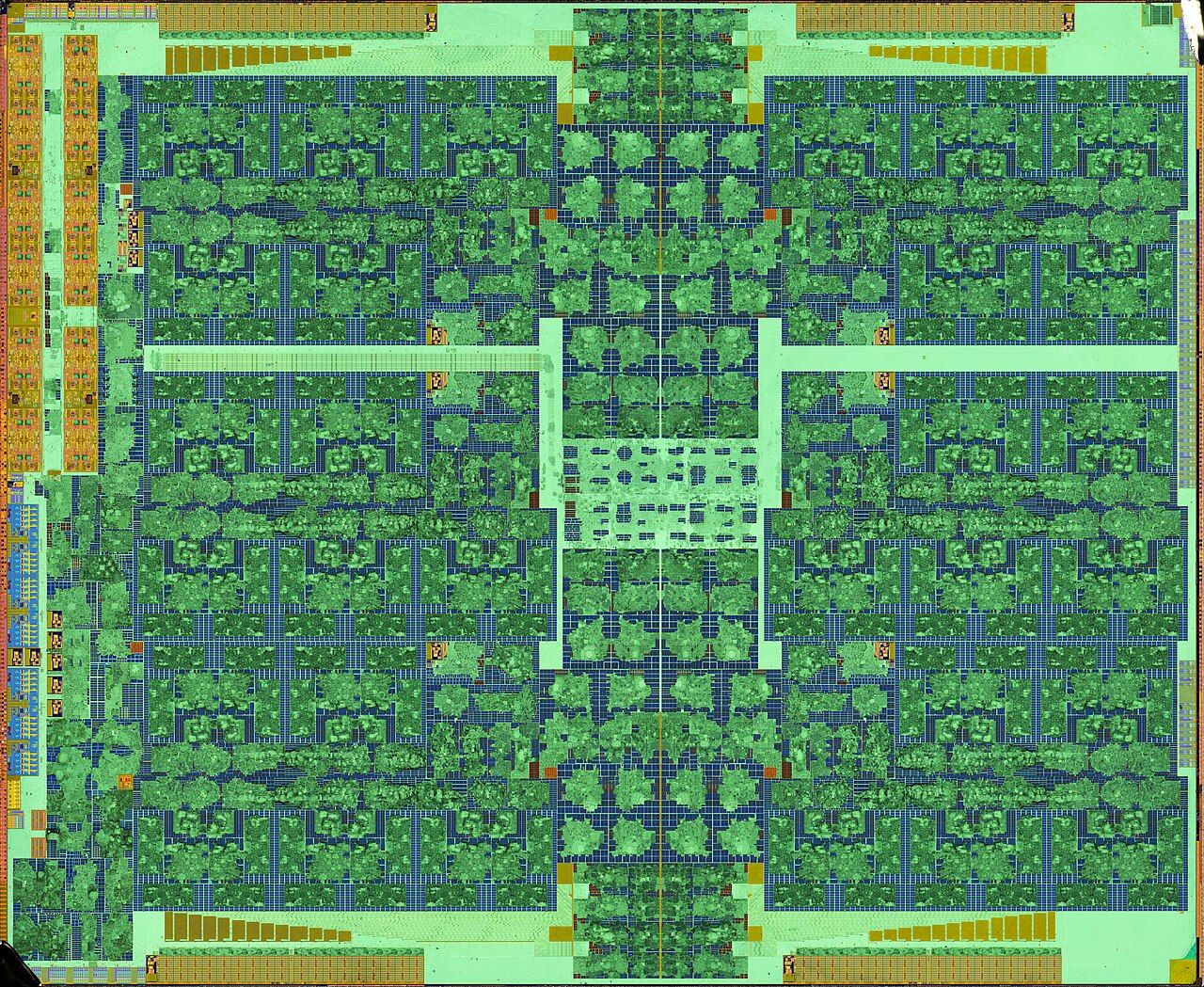 NVIDIA Tesla P100 · GP100 — Polysilicon / lower-layer view