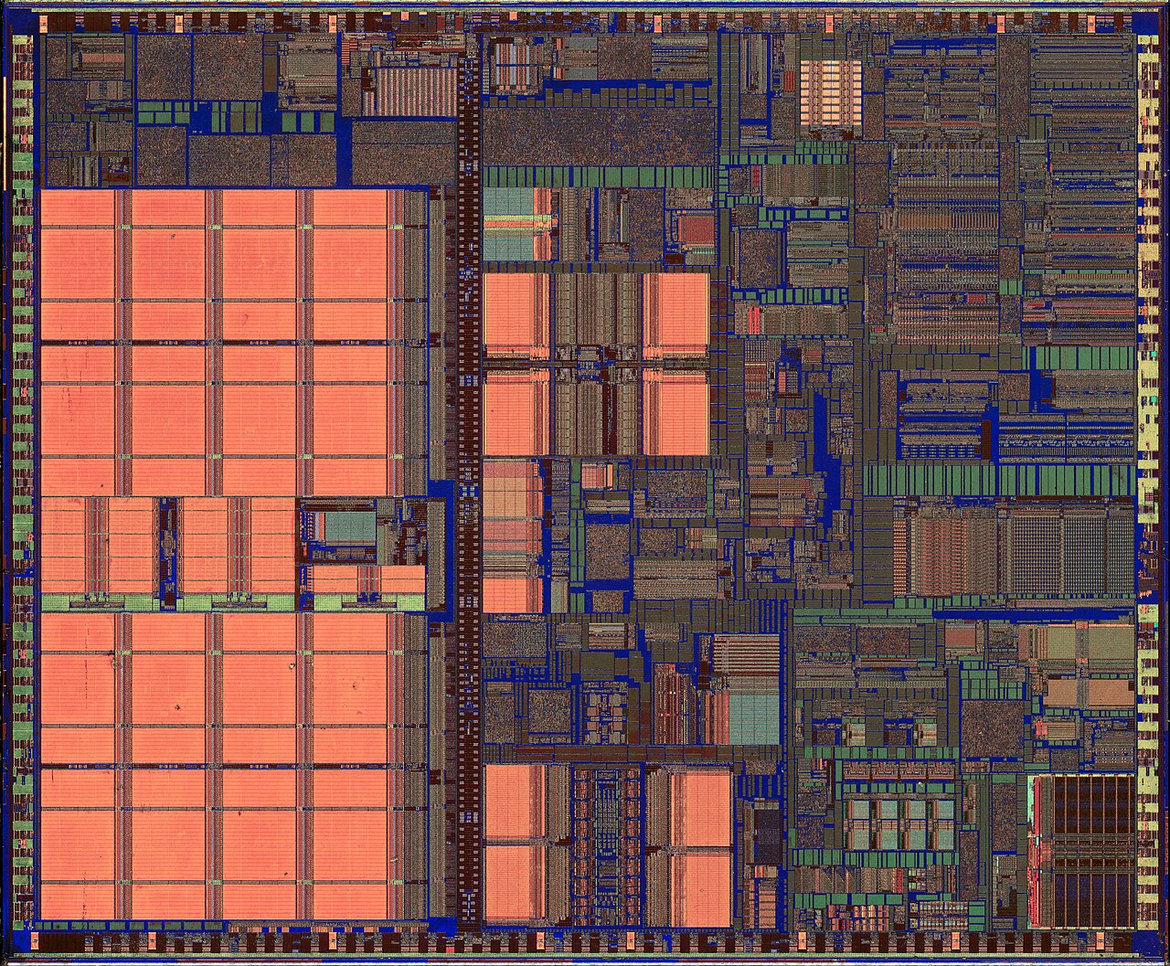 Intel Pentium III · Coppermine — Polysilicon / lower-layer view