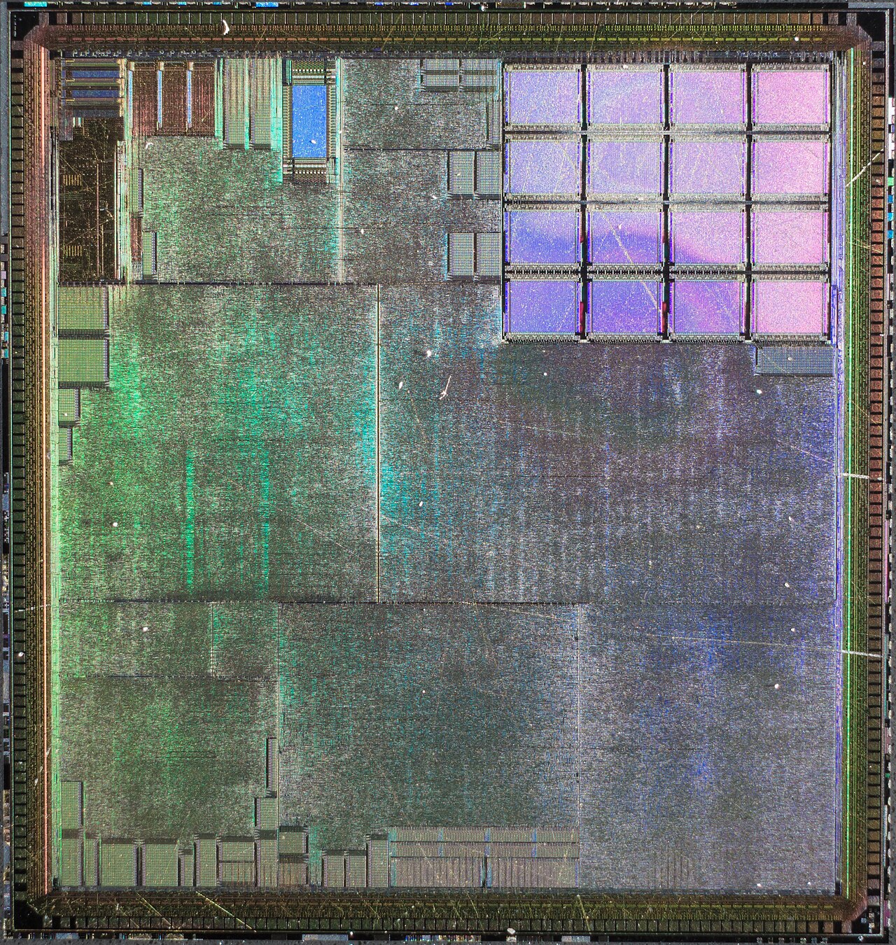 NVIDIA Riva 128ZX · NV3 ZX — Optical die photograph